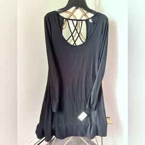 Mudd Black Long Sleeve Dress with Crisscross Back Detail NWT